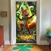 abordables Día de San Patricio-Decoraciones para puertas del día de San Patricio, cubiertas para puertas, tréboles, tapiz de puerta de arco iris, cortina de puerta, decoración, telón de fondo, pancarta para puerta de