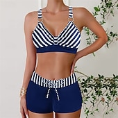 abordables Maillots une pièce et tankinis-Femme Tankini Maillot De Bain Deux Pièces Col en V Dos ouvert Maillots de Bain Maillots de Bain Noir Rose Claire Respirable Séchage rapide Poids Léger Sans Manches - Natation Surf Plage Eté Printemps