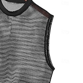 billiga Gym-toppar-Herr Linne Undertröjor Ärmlös tröja Ärmlös Rund halsringning Sommar Slät Mode Sexig Muskel Ihålig Utomhus Utekväll Gym Svart Topp t-shirt för män