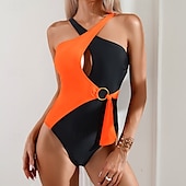 abordables Maillots une pièce et tankinis-Femme Maillot de bain 1 pièce Découpé Maillots de Bain Mosaïque Maillots de Bain Rose Claire Bleu Respirable Séchage rapide Poids Léger Sans Manches - Natation Surf Plage Eté Printemps