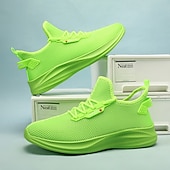 abordables Zapatillas de Correr para Hombres-Zapatillas de running de malla verde neón para hombre: zapatillas ligeras y transpirables para deportes, gimnasio y ropa informal