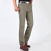 abordables Delgado-Hombre Graduación pantalones de traje Pantalones Chinos Botones Bolsillo Plano Comodidad Formal Fiesta Trabajo Moda Estilo clásico Dunkelkaki Caqui Claro Microelástico