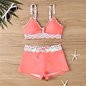 abordables Maillots une pièce et tankinis-Femme Tankini Maillot De Bain Deux Pièces Col en V Dos ouvert Maillots de Bain Maillots de Bain Noir Rose Claire Respirable Séchage rapide Poids Léger Sans Manches - Natation Surf Plage Eté Printemps