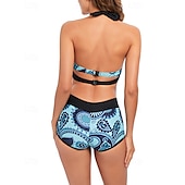 abordables Maillots une pièce et tankinis-Femme Tankini Maillot De Bain Deux Pièces Dos Nu Col en V Maillots de Bain Maillots de Bain Bleu Vert Respirable Séchage rapide Poids Léger Sans Manches - Natation Surf Plage Eté Printemps
