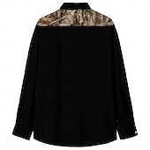 economico camicie western da uomo-Per uomo Mimetico Camicia Western Manica Lunga Western Sport all'Aperto Primavera Autunno Collo ripiegato Cardigan con Bottoni 2 tasche Nero