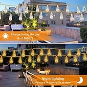 economico Striscie luci ad energia solare-luci solari da campeggio all&#039;aperto con telecomando – luci fatate impermeabili da 7 m e 16 LED per decorazioni da terrazza, vacanze, matrimoni, feste, giardini e balconi