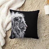 billige dyrestil-dyr dekorative kasteputer trekk 1 stk myk firkantet sofa putetrekk putetrekk for soverom stue sofa stol skummel løve