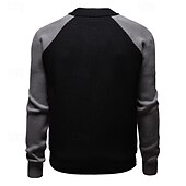 preiswerte Lässige Jacken-Herren übergangsjacke Collegejacke Täglich Tasche Ganzjahres Farbblock Mode Stehkragen Regulär Schwarz Weiß Grau Jacken
