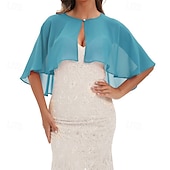 cheap Wedding Guest Wraps-Baoqiya Capelets for women Chiffon Cape Soft Shawls and Wraps Wedding Capes 1920s flapper Cover Up