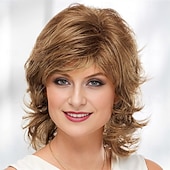 cheap Older Wigs-Phoebe WhisperLite Wig Flirty Mid-Length Wig with Face-Framing Fringe and Soft Waves / Multi-Tonal Shades of Blonde Silver Brown and Red