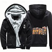 cheap Cartoon &amp; Movie Character Graphic-Haikyuu Hoodie Outerwear Sherpa Jacket Anime Graphic For Couple&#039;s Men&#039;s Women&#039;s Adults&#039; Masquerade Hot Stamping Casual Daily