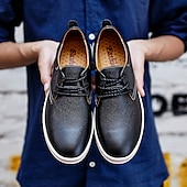 cheap Semi-Formal-Men&#039;s Casual Lace-Up Shoes – Vibrant Faux Leather Upper, Lightweight Design, Non-Slip Sole, Perfect for Everyday Wear and Summer Outings