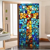 billige Dørdeksler-Dørdekorasjoner Dørtrekk Kors Blekktglass Effekt Dørvev Dørgardin Dekorasjon Bakgrunn Innendørs/Utendørs Dørbanner Framdør Gårdsdrift