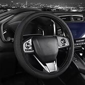 cheap Steering Wheel Covers-1PCS Car Steering Wheel Cover Fiber Leather Double Circle Without Inner Ring Elastic Band Handle Cover Wear-Resistant Embossed