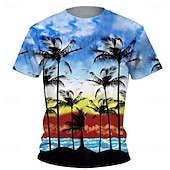 preiswerte Jungen 3D Vision &amp; Geometrie-Jungen 3D Graphic Kokosnussbaum T-Shirt Kurzarm Sommer Frühling Modisch Basic kinderkleidung 4-12 Jahre Rundhalsausschnitt Outdoor Casual Täglich Regular Fit