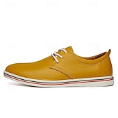 cheap Semi-Formal-Men&#039;s Casual Lace-Up Shoes – Vibrant Faux Leather Upper, Lightweight Design, Non-Slip Sole, Perfect for Everyday Wear and Summer Outings