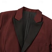  Men's Burgundy Tuxedo Suit 3 Piece Slim Fit – Wedding Prom Dinner Party Suit, One Button Shawl Lapel Blazer Vest Pants, Available in Black, Blue, Green