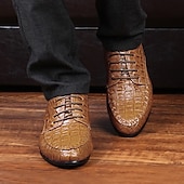 baratos Formal-Homens Oxfords Padrão de crocodilo Pele PU Respirável Confortável Antiderrapante Com Cadarço Castanho Claro Preto Outono Inverno