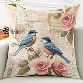 levne květinový a rostlinný styl-1 ks Polyester Polštářový potah, Zvíře stromy a listí rustikální design Pastýřský Obdélníkový Tradiční Klasický