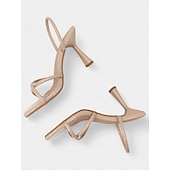 abordables Bal de promo-sandales à talons beiges à lanières et bout carré – talons hauts minimalistes pour femmes pour l&#039;été et les occasions formelles de bal
