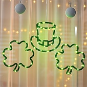 billige Batteridrevet-st.patrick&#039;s day three leaf clover LED dekorativt lys - kreativt hengende tilbehør feriefestdekorasjon, lite nattlys for stue, soverom eller festlige anledninger 1 stk.