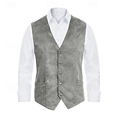 abordables Gilets-Homme Gilet en daim Usage quotidien Vacances Sortie Style vintage Chic et moderne Printemps &amp; Automne Bouton Polyester Confortable Plein Boutonnage Simple Col V Standard Noir Marron Café Gris Gilet
