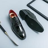 cheap Formal-Men&#039;s Dress Shoes PU Leather Breathable Comfortable Slip Resistant Lace-up Black Gold Fall Winter