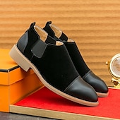 cheap Semi-Formal-Men&#039;s Tan Chelsea Boots with Faux Leather and Suede Upper – Slip-On Elastic Design, Casual and Comfortable for Daily Wear or Semi-Formal Occasions