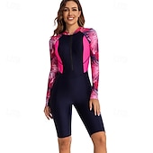 abordables Lycra de surf-Femme Maillot Anti UV Maillot de bain 1 pièce Poids Léger manche longue Le Maillot de corps Maillot de bain Zip sur le devant Natation Surf Plage Sports nautiques Imprimé Eté Printemps Automne