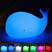 economico Lucine notturne per bambini e neonati-Luce notturna a forma di balena in silicone morbido - lampada da notte per bambini ricaricabile tramite USB, regalo perfetto per bambini e amici