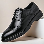 preiswerte Formell-Herren-Oxford-Schuhe im Brogue-Stil mit Flügelkappe aus Kunstleder – klassisches Schnürdesign für formelle Anlässe, Business und Hochzeiten