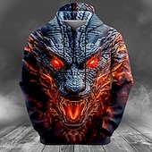 billiga Djurtryck-Herr Drake Huvtröjor Tröja Häftig party Långärmad Rund hals Nattklubb Streetwear Svart Snörning Höst Vinter Designer S M L XL XXL XXXL