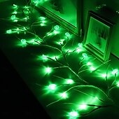 cheap Battery String Lights-St. Patrick&#039;s Day Clover Light String 2M 96 LEDs - Waterproof Battery Powered Decorative Lights with 8-Function Remote Control for Festival, Party and Restaurant Atmosphere 1pc