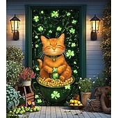 cheap Saint Patrick's Day-Saint Patrick's Day Door Decorations Door Covers Shamrock Gold Coins Door Tapestry Door Curtain Decoration Backdrop Indoor/Outdoor Door Banner for Front Door Farmhouse