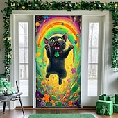 cheap Saint Patrick's Day-Saint Patrick's Day Door Decorations Door Covers Shamrock Gold Coins Door Tapestry Door Curtain Decoration Backdrop Indoor/Outdoor Door Banner for Front Door Farmhouse