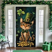 cheap Saint Patrick's Day-Saint Patrick's Day Door Decorations Door Covers Shamrock Gold Coins Door Tapestry Door Curtain Decoration Backdrop Indoor/Outdoor Door Banner for Front Door Farmhouse