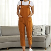 billiga Overall-Dam Byxor Jumpsuit Sparkbyxor Lättvikt Ledigt Ankellång Mellanhög midja Slät Ficka Mateial som andas Bekväm Oelastisk Hem Ledigt / vardag Rödvin Mörkgrön Marin Svart Sommar Vår Normal