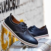 cheap Semi-Formal-Men&#039;s Casual Lace-Up Shoes – Vibrant Faux Leather Upper, Lightweight Design, Non-Slip Sole, Perfect for Everyday Wear and Summer Outings