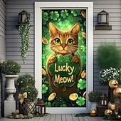 cheap Saint Patrick's Day-Saint Patrick's Day Door Decorations Door Covers Shamrock Gold Coins Door Tapestry Door Curtain Decoration Backdrop Indoor/Outdoor Door Banner for Front Door Farmhouse