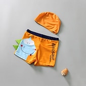 halpa Uimapuvut-Lapset Poikien Uimapuku Piirretty Lyhythihainen Crewneck Hiekkaranta Loma Keltainen Kesä Vaatteet 4 vuotta +