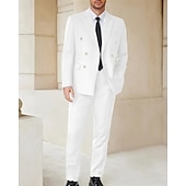 preiswerte Herren Klassische Blazer-Herren Abschlußfeier Set Blazer Geschäft Cocktailparty Hochzeitsfeier Mode Lässig Frühling &amp; Herbst Polyester Einfarbig Knöpfe Tasche Bequem Einreihig Blazer Schwarz Weiß