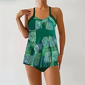 billiga One Pieces &amp; Tankinis-Dam Baddräkt V-ringad Badkläder Badkläder Purpur Grön Andningsfunktion Snabb tork Lättvikt Ärmlös - Simmning Surfing Strand Sommar Vår Plusstorlekar