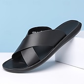 abordables sandalias de exterior-Sandalias marrones con tiras cruzadas sin cordones para hombre: diseño liviano y cómodo para la playa y el uso informal en verano