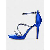 preiswerte Prom-elegante, mit Strasssteinen verzierte Satin-High-Heel-Sandalen für Damen - perfekt für Hochzeiten und formelle Anlässe