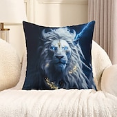 billige dyrestil-dyr dekorative kasteputer trekk 1 stk myk firkantet sofa putetrekk putetrekk for soverom stue sofa stol skummel løve