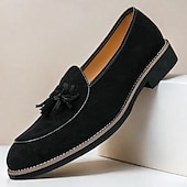 Χαμηλού Κόστους Ημιεπίσημο-ανδρικά σουέτ loafers με λεπτομέρεια φούντας – κομψά casual slip-on παπούτσια με λευκές σωληνώσεις, άνετα παπούτσια για καθημερινή χρήση και ημιεπίσημες εκδηλώσεις