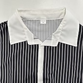 preiswerte Herrenhemd zum Knöpfen-Herrenhemd Langarmhemd Freizeithemd blau gestreiftes Hemd Kontrastkragen Sommerhemd Button-Up-Hemd Polyester schwarz blau lila orange Streifen Revers Urlaub hawaiianische Kleidung Bekleidung Mode