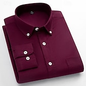 cheap Men&#039;s Dress Shirts-Men&#039;s Dress Shirt Oxford Shirt Solid Color Formal Black White Wine Orange Long Sleeve Shirt Collar Spring, Fall, Winter, Summer Clothing Apparel Buttons