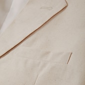 voordelige Strandpakken-Heren Zomer Bruiloft Linnen Pakken Beige Groomsmen Pakken Effen Gekleurde Maatwerk Pasvorm 2 Delig Enkele Knop