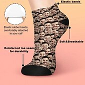 お買い得  男性用-パーソナライズされたファニーフェイスソックスカスタム、父への最高の贈り物、カスタムウェディングカップルフォトクルーソックス、ペット、家族、クリスマス、誕生日、卒業の贈り物用